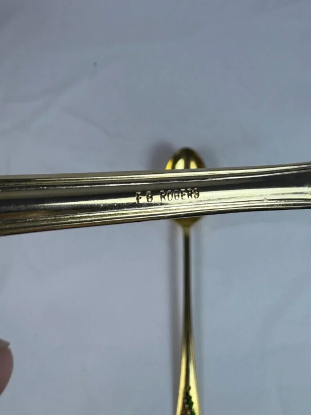 Vintage Gold Tone Salad Serving Set F.B. Rogers Italy Spoon Fork Holly Christmas